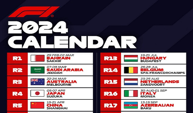 La Fórmula 1 presenta el Calendario de la Temporada 2024