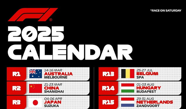 La F1 y la FIA presentan el Calendario para 2025